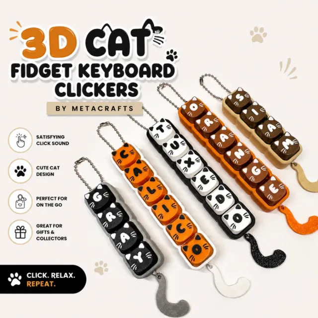 3D CAT FIDGET KEYBOARD CLICKERS