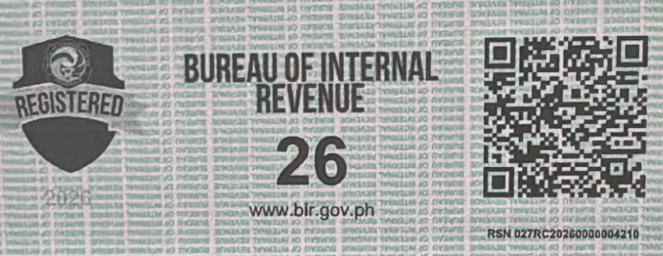 Bureau of Internal Revenue seal badge: Registered, 2026