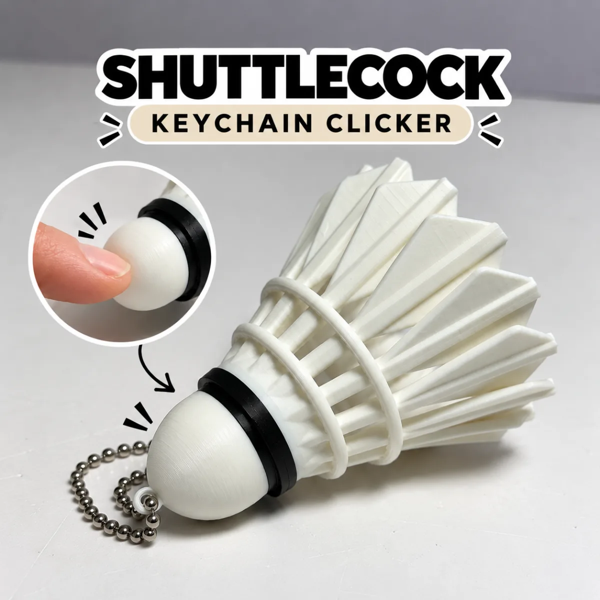 3D SHUTTLECOCK KEYCHAIN CLICKER main image